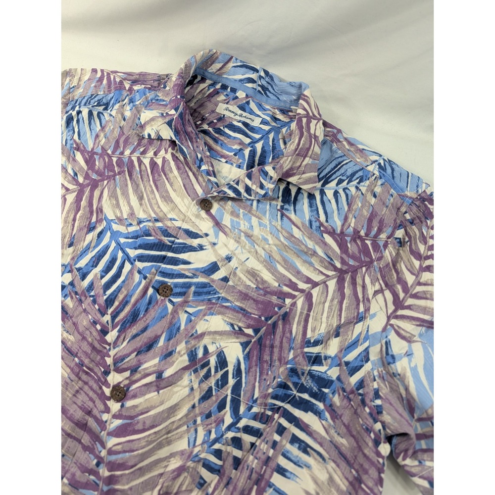 Tommy Bahama Mens Silk Blend Hawaiian Camp Shirt Large Short Sleeve Island Zone